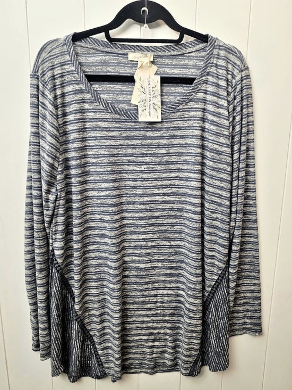 Mystree Striped Long Sleeve Tunic in Blue & White Size 1X NWT